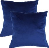 Velvet Kussenhoes | Fluweel | Donkerblauw | 100% Polyester | 44 x 44 cm | Exclusief binnenkussen