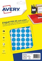 etiket Avery A5 15mm rond blister 960st blauw
