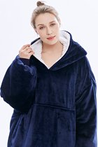 Deekie Hoodie Deken - Snuggie Snuggle Cuddle Hoodie - Tv Fleece Deken Met Mouwen - Oversized Hoodie Blanket - Voor Kids, Dames & Mannen - Navy Blauw