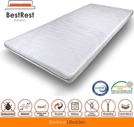 Matelas Cooltouch - mousse froide Topper - HR - env. 7 cm d'épaisseur - 130x210cm