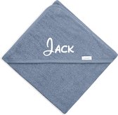 Badcape omslagdoek gepersonaliseerd kraamcadeau met naam grey blue