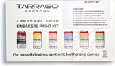 Tarrago Baskets pour femmes Set de peinture avec 5 couleurs pastel, prétraitement et pinceaux | peinture pour cuir et toile | Jaune pastel, rose pastel, Blauw pastel, Oranje pastel, vert pastel