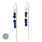 Pat's Jewels Oorbellen Dames -Doortrek oorbel -Oorketting - Edelsteen - Lapis Lazuli - Gold Filled