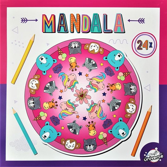 Craft Universe - Livre de coloriage Mandala pour enfants Licornes et  châteaux 