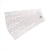 Kerst kaartjes - 10 stuks - Cadeau kaartjes - Handgeschept - Zilver druk- Merry Christmas