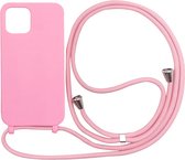 iPhone 13 Pro Hoesje Roze - Siliconen Back Cover met Koord