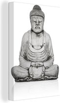 Statue en pierre de Bouddha sur toile 60x80 cm - Tirage photo sur toile (Décoration murale salon / chambre)