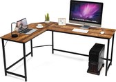 Hoekbureau - computertafel met CPU standaard,125 x 168cm L-vormige- PC-laptop-studietafel met weinig werkruimte, werkstation Kantoor houten bureau met verstelbare voetzolen, perfect voor kant