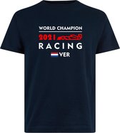 T-shirt navy World Champion 2021 Racing | race supporter fan shirt | Formule 1 fan kleding | Max Verstappen / Red Bull racing supporter | wereldkampioen / kampioen | racing souveni