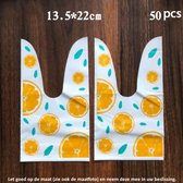 50x Uitdeelzakjes Sinaasappel 13 x 22 cm - Plastic Traktatie Kado Zakjes - Snoepzakjes - Koekzakjes - Koekje - Cookie Bags – Fit - Fruit - Gezond