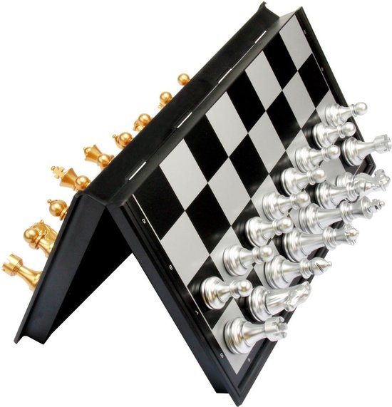 Peradix Magnetische houten schaakset - 32,5 x 32,5 cm schaakbordspel met 2 ingebouwde opbergladen - 2 bonus extra dames - schaken voor beginners, kinderen en volwassenen, geschenkverpakking