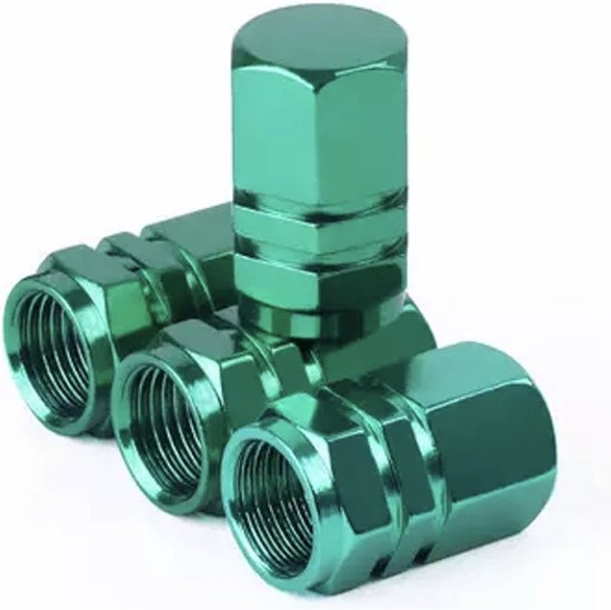 Foto: Tt products ventieldopppen hexagon green aluminium 4 stuks groen