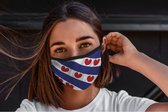 Mondkapje voor kinderen wasbaar Vlag Friesland Mondkapje voor kinderen - Herbruikbaar - Wasbaar - Geschikt voor OV - Niet medisch - Antibacterieel - Met elastiek - Face Mask - Mond