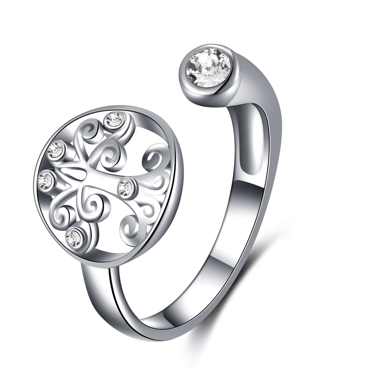 Di Lusso - Ring Zowie - Swarovski Crystals - Witgoud - Dames - Multimaat