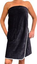HOMELEVEL sauna handdoek voor dames - Katoenen saunakilt met klittenband - Donkerblauw - One size