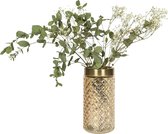 QUVIO Vaas voor droogbloemen - Vazen - Klassieke of landelijke bloemenvaas - Vaasje met gouden rand - Woonaccessoires voor bloemen en boeketten - Decoratieve accessoires - Glas - 11 x 22 cm (dxh) - Goud