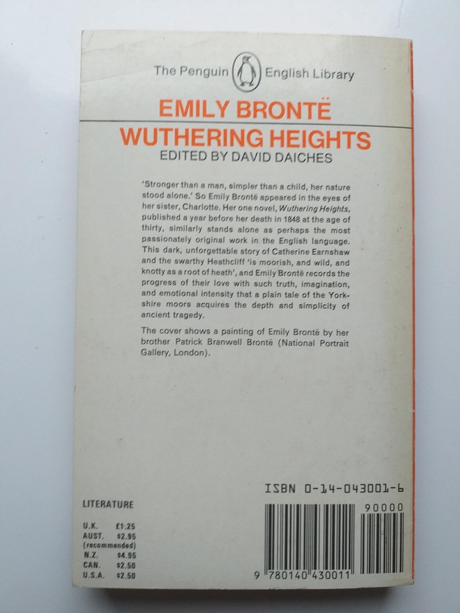 Achterkant van het boek 'Wuthering Heights' met tekst en barcode.