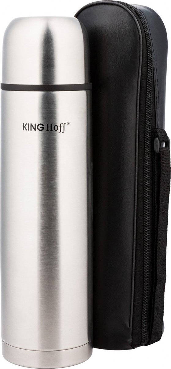 Kinghoff 4053 Roestvrijstalen Thermosfles 0,33L - Dubbelwandig - Warm & Koud Houden - Grijs - Thermoskan - Isoleerkan