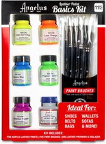 Angelus Leerverf basic set: 5 Neon kleuren + 5 penselen