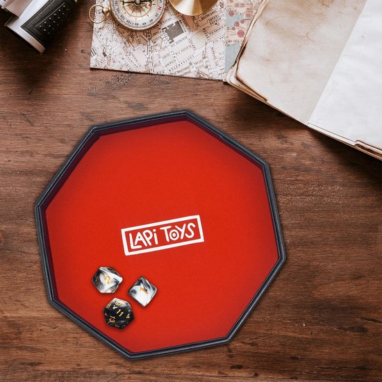 Thumbnail van een extra afbeelding van het spel Lapi Toys - Dungeons and dragons essential kit - D&D polydice tray - Dobbelstenen mega set - Dnd dice tray - Dnd polydice - Rolling tray - Inclusief 3 sets dobbelstenen (21 stuks) - Met gratis d&d dice bags