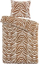 Day Dream Zebra - Flanel - Dekbedovertrek - Eenpersoons - 140x200/220 cm - Bruin