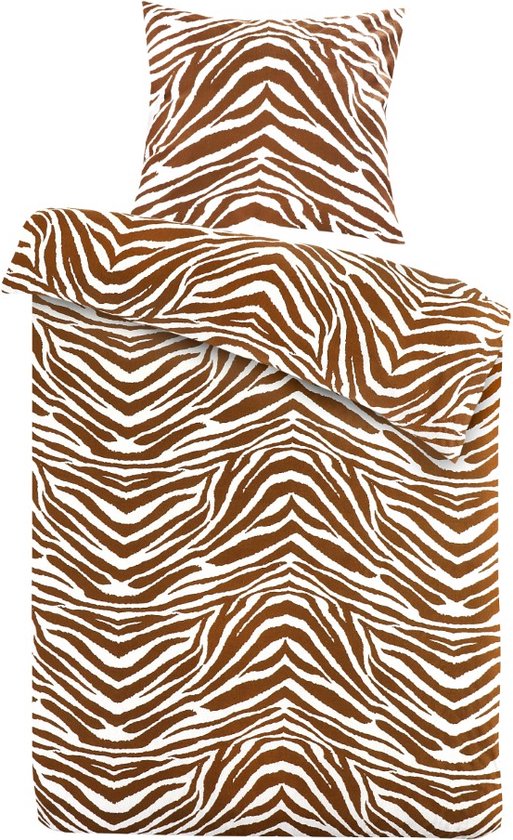 Day Dream Zebra - Flanel - Dekbedovertrek - Eenpersoons - 140x200/220 cm - Bruin
