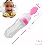 90 ml Baby Voedingslepel - Knijpfles - BPA vrij - Siliconen Zuigfles/lepel voor zuigeling - roze