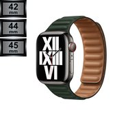 Smartwatch Bandje geschikt voor Apple Watch Series 1/2/3/4/5/6/SE/7/8 - 42/44/45mm - Leather Link PU Leer - Sequoia Groen