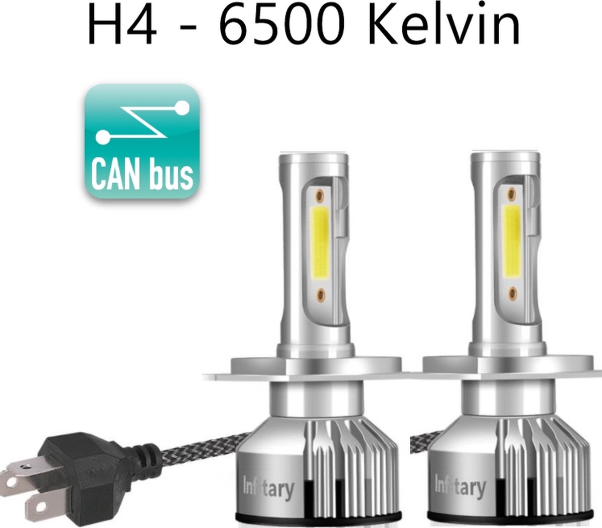 Ampoule LED H4 Voiture Moto Scooter (Set 2 pièces) - Adaptateur CANbus  interne - 6500