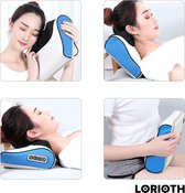 LORIOTH® Nek Massager Kussen - Nek Massage Apparaat - Hals Massager Stimulator - Elektrische Nek Massage - Nekkussen - Met heater - Winter - Wit + Blauw