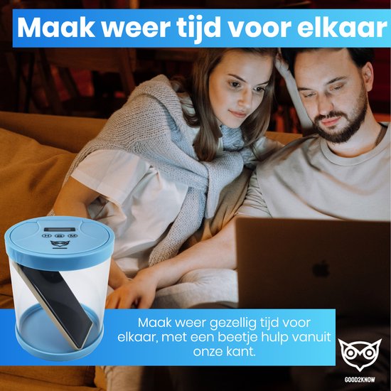Good2know Telefoon Kluis met Tijdslot - Stoppen met Roken - Timer – Kluis - Opbergdoos - Kitchen Safe - Blauw – meer Focus & Zelfdiscipline