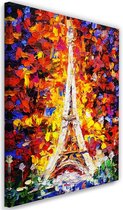 Trend24 - Canvas Schilderij - Geschilderde Eiffeltoren - Schilderijen - Abstract - 60x90x2 cm - Meerkleurig