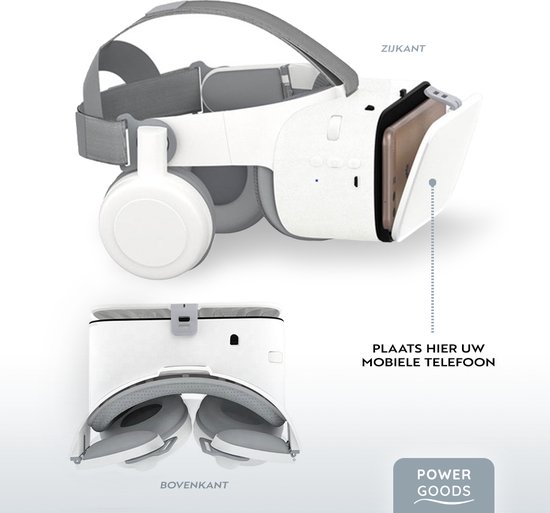 Power Goods VR bril - Inclusief Koptelefoon - Inclusief Controller - Virtual Reality bril - VR Bril - Bluetooth - Panoramisch zicht - Universeel - Inklapbaar