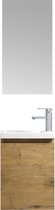 Toiletmeubel - 40 cm - Hangend - Oud eiken - Fonteinmeubel met mineraalmarmer wastafel glans wit - linksdraaiend WC-kastje Hanga