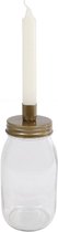 Oneiro’s Luxe kandelaar JANIKA Goud Metaal - 9,5x9,5x19,5cm- kaarsenhouder - waxinelichthouder - decoratie – woonaccessoires – wonen -decoratie – kaarsen – metaal - hout