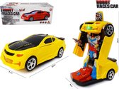robot-race car-transformars-robot en auto 2 in 1-met geluid en led lichten-speelgoedrobot-transformers-auto transformers -speelgoed kleur geel