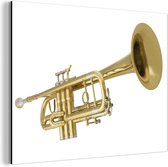 Wanddecoratie Metaal - Aluminium Schilderij Industrieel - Een trompet met een witte achtergrond - 40x30 cm - Dibond - Foto op aluminium - Industriële muurdecoratie - Voor de woonkamer/slaapkamer