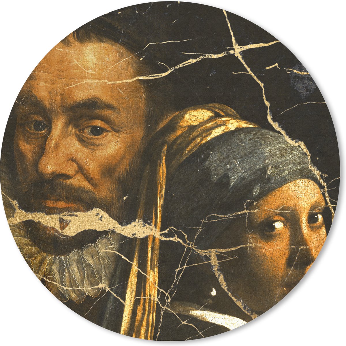 Muismat rond 40x40 cm - Mousepad Kunst - Collage - Oude meesters - Ronde muismatten