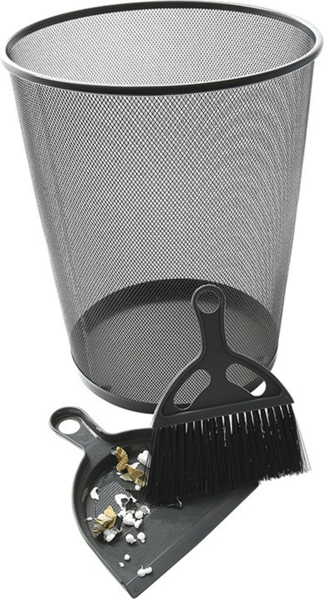 ProPlus Compacte stoffer en blik set - 17 x 19,5 cm - Grijs/Zwart - Ideaal voor kamperen