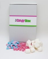 The Candy Box Snoep mix pakket & Snoepgoed doos - Hollands Glorie - 0.5 Kg - Framboosjes, Marshmallow spekjes, Jake blue