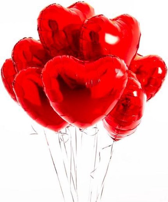 ProductGoods - 10x Rode Ballonnenset Hart - Folie Ballonnen - Bruiloft - Decoratie Feest - Valentijn - Huwelijk