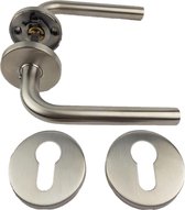 RVS deurkruk LEON 19mm diameter - rond met sleutelvormig sleutelgat