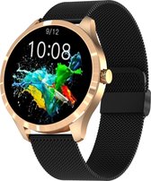 Belesy® Q9 Pro - Smartwatch Dames – Smartwatch Heren - Horloge - 1.28 inch - Kleurenscherm - Stappenteller - Bloeddruk - Hartslag - 75+ Wijzerplaten – Sporten – Staal – Goud - Zwart - Kerstcadeau