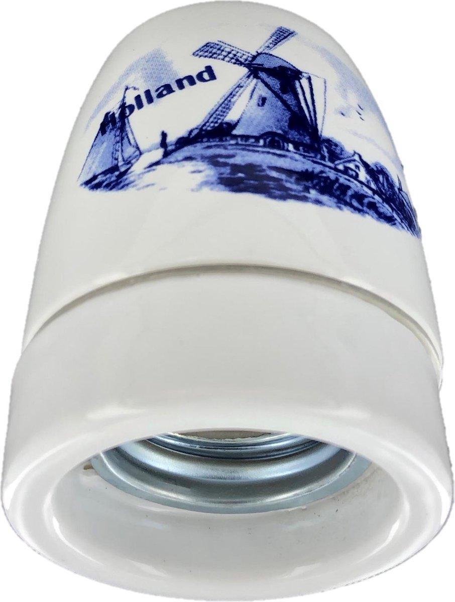 Lamphouder E27 Porselein - Wit / Blauw (Dutch design)