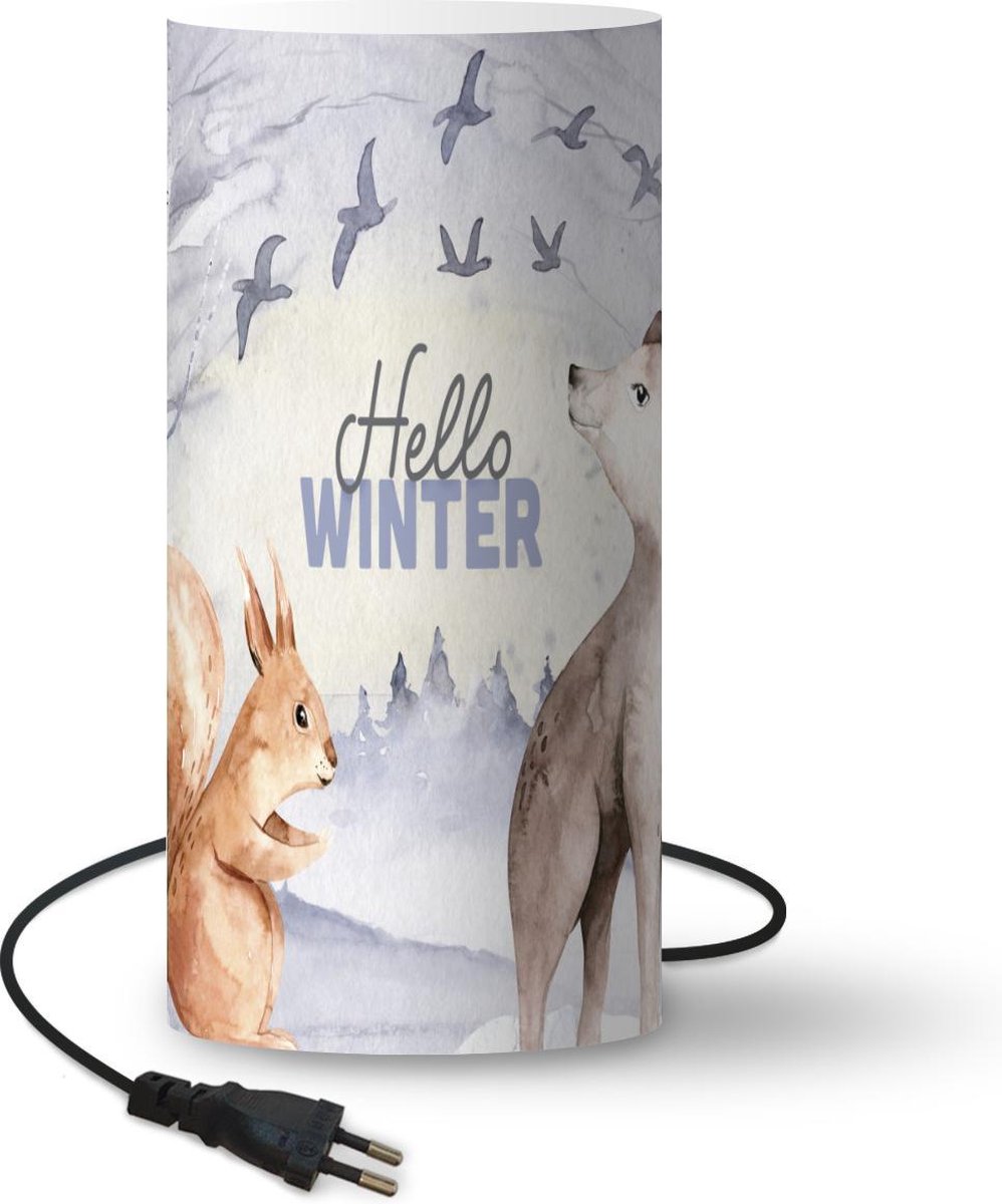 Lamp - Nachtlampje - Tafellamp slaapkamer - Sneeuw - Winter - Dieren - 33 cm hoog - Ø15.9 cm - Inclusief LED lamp
