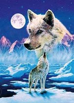 VSE Diamond painting -  Maan wolf - 30 X 40 cm - Vierkante steentjes - Voor volwassenen -  Diamant schilderen - Volledig pakket - M2132-4
