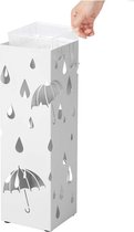 Segenn's Paraplubak - van Metaal - Vierkante Paraplubak - Uitneembare Wateropvangbak - met Haak - Wit
