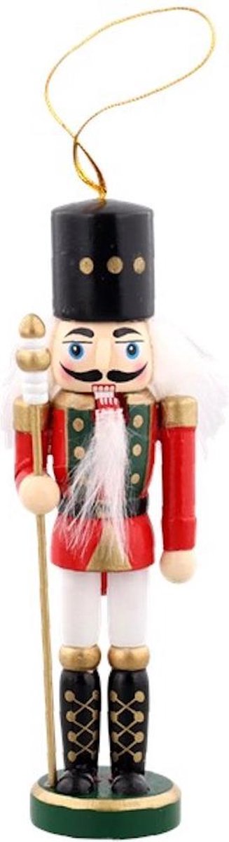 Oneiro's luxe kersthanger NOTENKRAKER Rood – 15 cm- hout - kerstbal - luxe verpakking – kerstcollectie – kerstdecoratie – kerstboomhanger – kerstversiering – rood – zwart – groen - wit