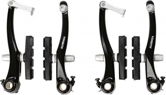 Zwarte Alhonga V-brake set, voor en achter.