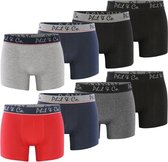 Phil & Co Boxershorts Heren Multipack 8-Pack Marine Rood Zwart Antraciet - Maat L | Onderbroek